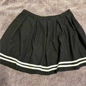 Hot Topic Black Skater Skirt with White Stripes